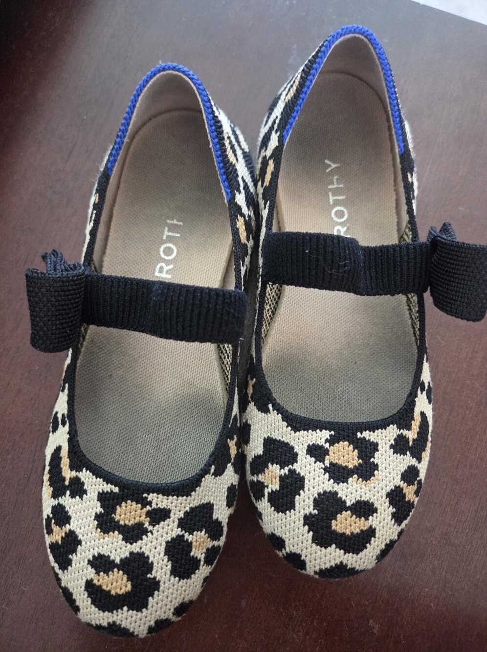 Rothys Kids Tux Bow Leopard Mary Jane